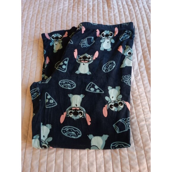 Disney Womens Size XL Pajamas Pants Blue Lilo Stitch Elastic Waist - Picture 2 of 4